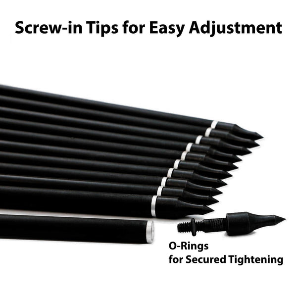 KESHES Archery Carbon Hunting Arrows for Compound & Recurve Bows - 30 inch Youth Kids and Adult Target Practice Bow Arrow - Removable Nock & Tips Points (12 Pack)