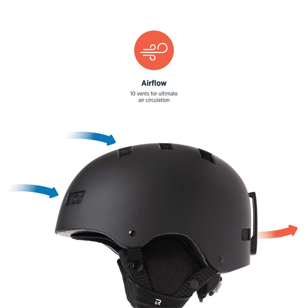 Retrospec Traverse H1 Ski & Snowboard Helmet, Convertible to Bike/Skate, Matte Black, Large (59-63cm)