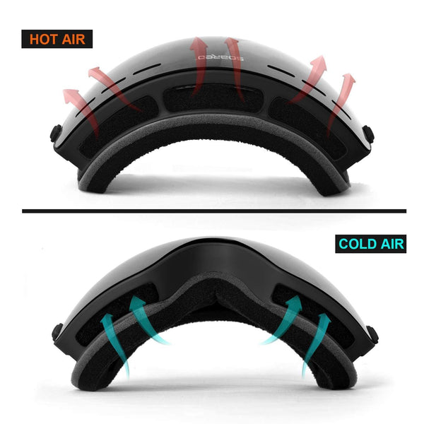 Soared Ski Snowboard Goggles Winter Snow Glasses Double-Layer Spherical Lenses UV400 Anti-Fog OTG Eyewear for Men Women Grey