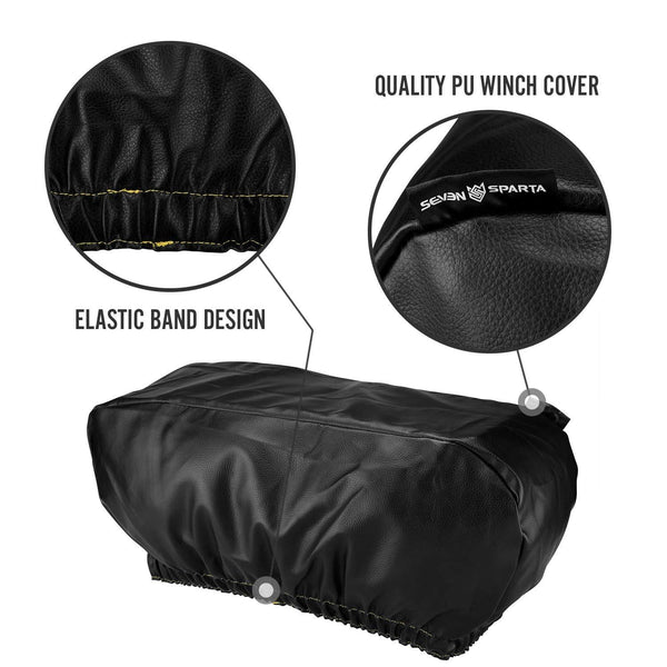 Seven Sparta Winch Cover Waterproof, Dust-Proof,Universal Winch Protective Cover for Electric Winches Up to 17500 Lbs, 24" W x 10" H x 7" D (Black)