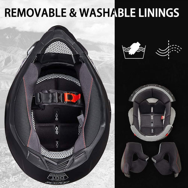 ILM Off Road Motorcycle Dual Sport Helmet Full Face Sun Visor Dirt Bike ATV Motocross DOT Approved (XXL, Matte Black)