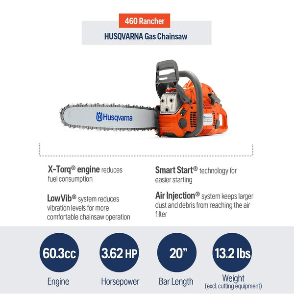 Husqvarna 20 Inch 460 Rancher Gas Chainsaw