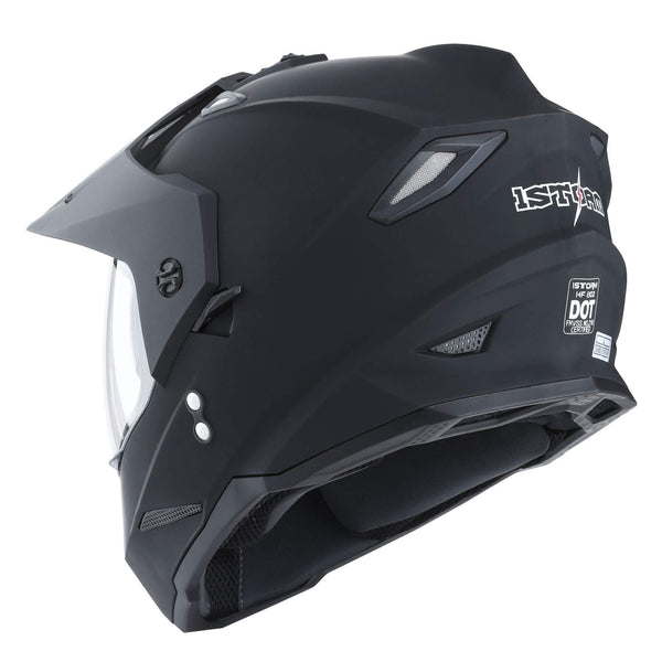 1Storm Dual Sport Motorcycle Motocross Off Road Full Face Helmet Dual Visor Matt Black, Size Medium (55-56 CM 21.7/22.0 Inch)
