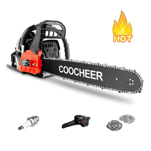 Oveloxe Gas Chainsaw, 58CC 20" Chainsaw with 2 Stroke Handed Petrol Chain Saw, Powerful Woodcutting Chain Saw for Farm, Garden and Ranch with Tool Kit