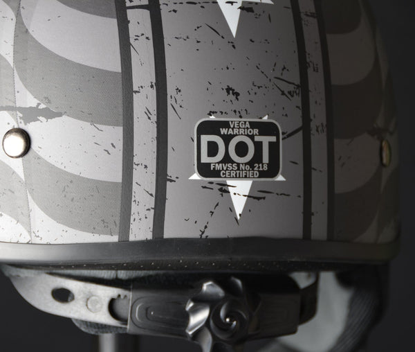 Vega Helmets Warrior Motorcycle Half Helmet with Sunshield for Men & Women, Adjustable Size Dial DOT Half Face Skull Cap for Bike Cruiser Chopper Moped Scooter ATV (Medium, Patriotic Flag Graphic)