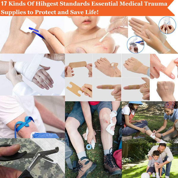 Monoki First Aid Survival Kit, 302Pcs Tactical Molle EMT IFAK Pouch Outdoor Gear EDC Emergency Survival Kits First Aid Kit Trauma Bag for Hiking Camping Hunting Car Travel or Adventures