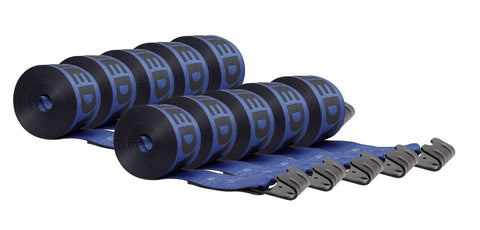 Mytee Products Kinedyne Winch Straps 4" x 30" Blue Heavy Duty Tie Down w/Flat Hooks WLL# 5400 lbs | 4 Inch Cargo Control for Flatbed Truck Utility Trailer (10 Pack)