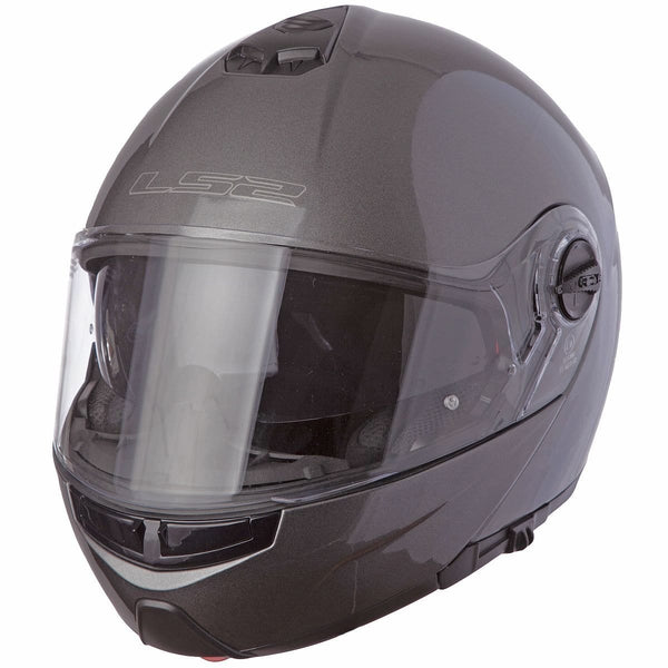 LS2 Helmets Strobe Solid Modular Motorcycle Helmet with Sunshield (Gunmetal, X-Large)