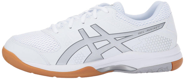 ASICS Womens Gel-Rocket 8 Volleyball Shoe, Silver/White, 9.5 Medium US [product _type] ASICS - Ultra Pickleball - The Pickleball Paddle MegaStore
