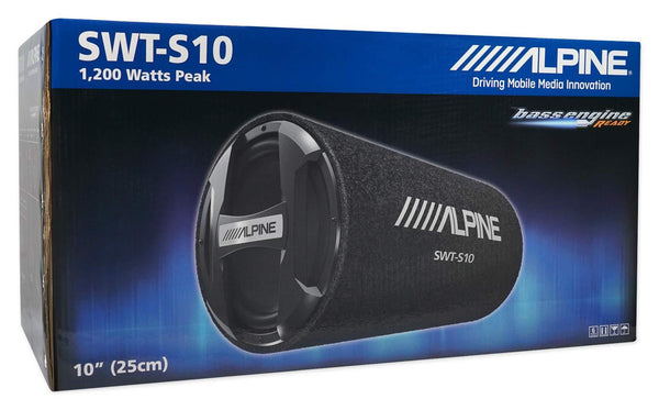 ALPINE SWT-S10 1200w 10" Car Subwoofer in Bass Tube Enclosure+7-Band Equalizer