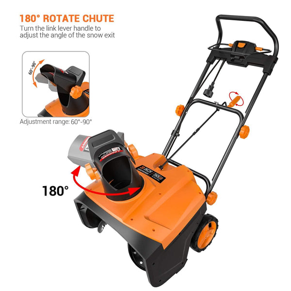 TACKLIFE Snow Blower, 15Amp Electric Snow Blower, 20 INCH Width Steal Auger, 30ft Throwing Distance, Overload Protection, Anti-Freezing Handle, for Snow Cleaning, GST01