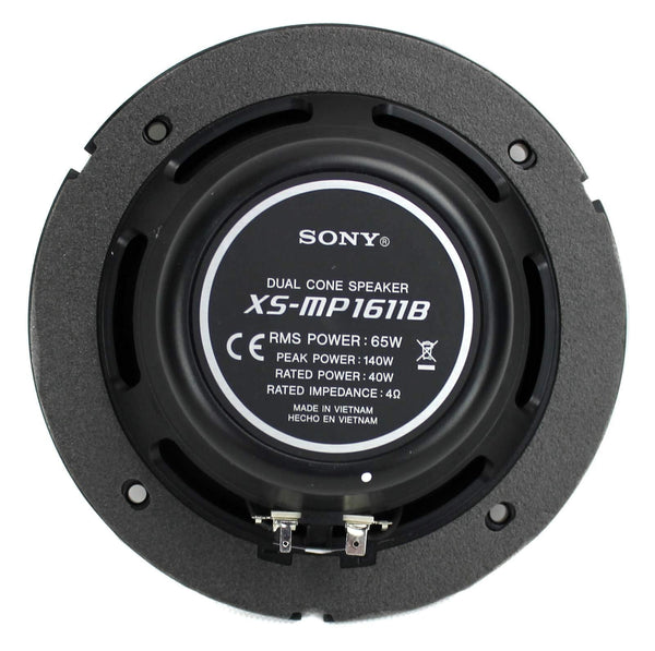 Sony 4 XS-MP1611b 6.5" 280 Watt Dual Cone Marine Speakers Stereo Black XSMP1611 (Black)