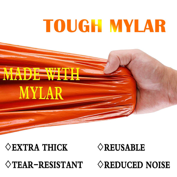 Delmera Emergency Survival Sleeping Bag, Lightweight Waterproof Thermal Emergency Blanket, Bivy Sack with Portable Drawstring Bag for Outdoor Adventure, Camping, Hiking, Orange (Orange- one Pack)