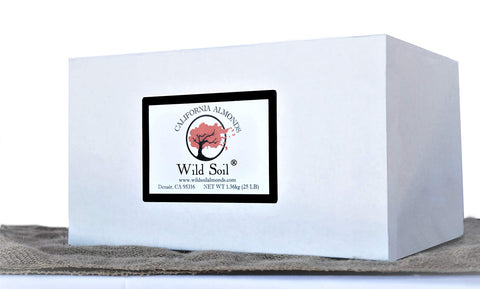 Wild Soil Almonds - Distinct and Superior to Organic, Herbicide Free, Steam Pasteurized, Probiotic, Raw 25LB Box, Emergency Food, Survival Food