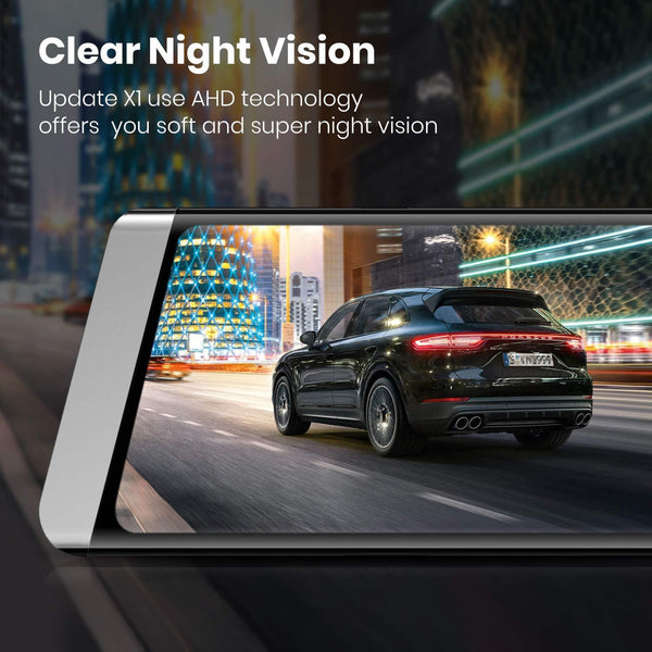 AUTO-VOX Upgrade Mirror Dash Cam Backup Camera Kit Dual Lens 9.88" Full Touch Screen Stream Media AHD Reverse Camera,1296P FHD Front Camera, and 720P Rear View Recorder Dash Camera with LDWS, GPS