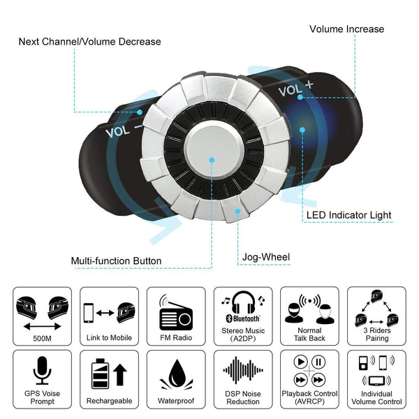 Motorcycle Bluetooth Helmets,FreedConn Flip up Dual Visors Full Face Helmet,Built-in Integrated Intercom Communication System(Range 500M,2-3Riders Pairing,FM radio,Waterproof,M,Gloss Black)