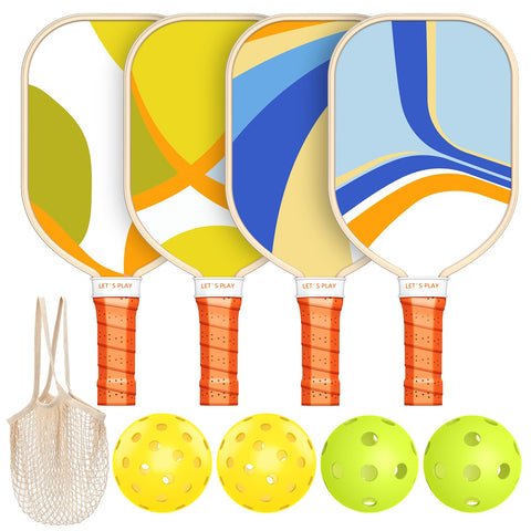 Sprypals Pickleball Paddles, USAPA Approved Pickleball Set of 4 with 4 Pickleball Balls and 1 Carry Bag Pickleball Rackets with Ergonomic Cushion Grip for Beginner & Intermediate Gifts for Women Men