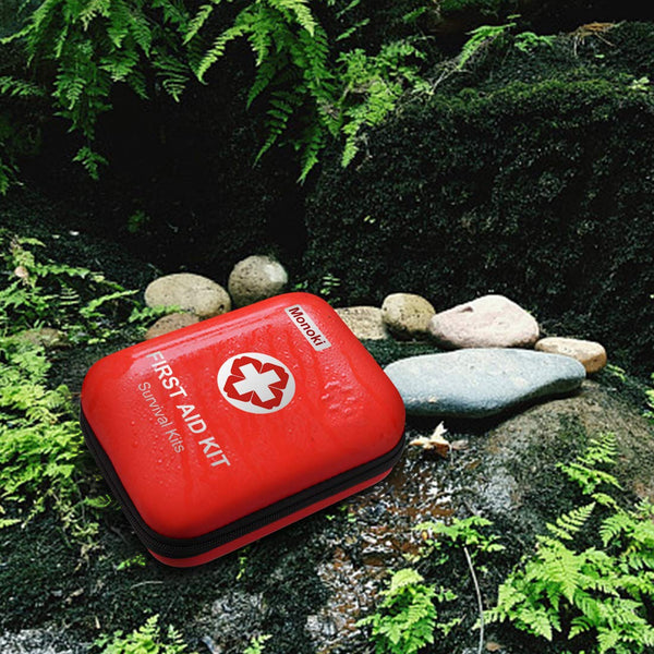 Monoki First Aid Kit Survival Kit, Emergency Survival Kit Medical Supplies Trauma Bag Safety First Aid Kit for Home, Office, School, Car, Boat, Travel, Camping, Hiking, Sports, Adventures