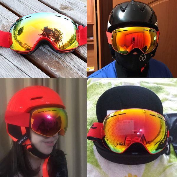 Rongbenyuan Ski Snow Snowboard Goggles - OTG Goggles Men Women Kids Anti-Fog UV400 Protection