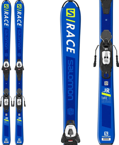 SALOMON S/Race Jr Medium Skis 150 w/L6 GW Bindings Kid's Sz 150cm Blue/Yellow
