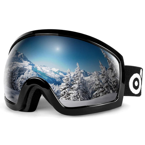 Odoland Ski Goggles - OTG Ski/Snowboard Goggles for Men, Women, Youth - Anti-Fog Double Lens, 100% UV Protection and Helmet Compatible