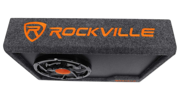 Rockville RWS10CA Slim 1000w 10" Powered Loaded Car Subwoofer Enclosure+Wire Kit