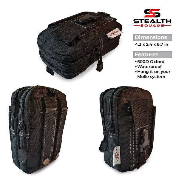 STEALTH SQUADS 42 in 1 Survival Military Pouch KIT, Premium Tactical Pocket Knife, First AID KIT, EDC Multi-Tool USE for Camping, Hiking, Biking, Outdoor Safety Gears w/Bonus E-Book (Black)