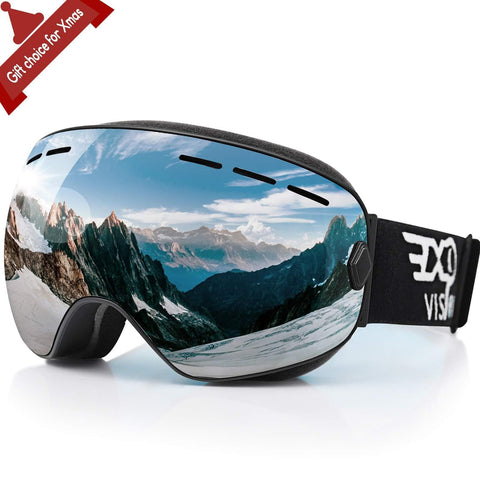 EXP VISION Snowboard Ski Goggles for Men Women and Youth, Over Glasses Skiing Snowboard Goggles with Anti Fog and UV400 Protection Dual Lenses Snow Goggles