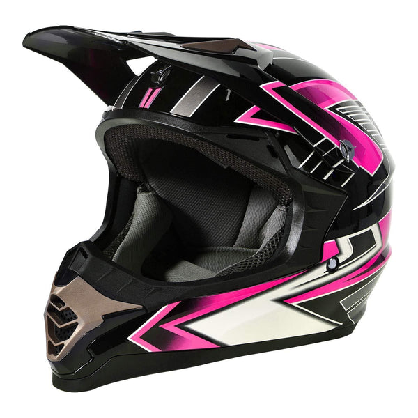 Women's Motocross ATV Helmet Dirt Bike OffRoad Mountain Bike Helmet Goggles Gloves Combo Pink 189 (L)