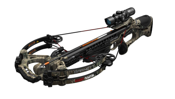 Barnett HyperGhost 425 Crossbow in Mossy Oak Treestand Camo, Shoots 425 Feet Per Second and Includes Premium Illuminated 1.5-5x32 Scope