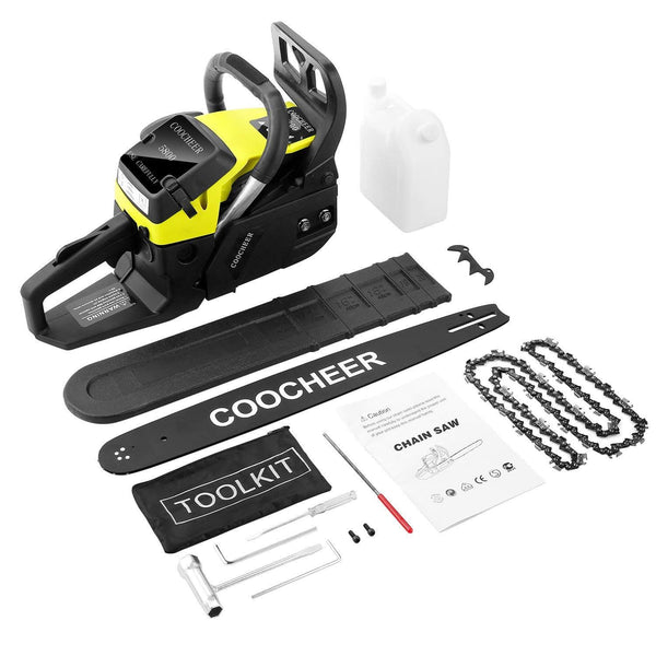 OppsDecor CS5900 58cc Gas Powered Chainsaw 20 Inch 2 Cycle Rancher Gas Chain Saw for Cutting Wood with Tool Kit (US Stock) (Light Green)