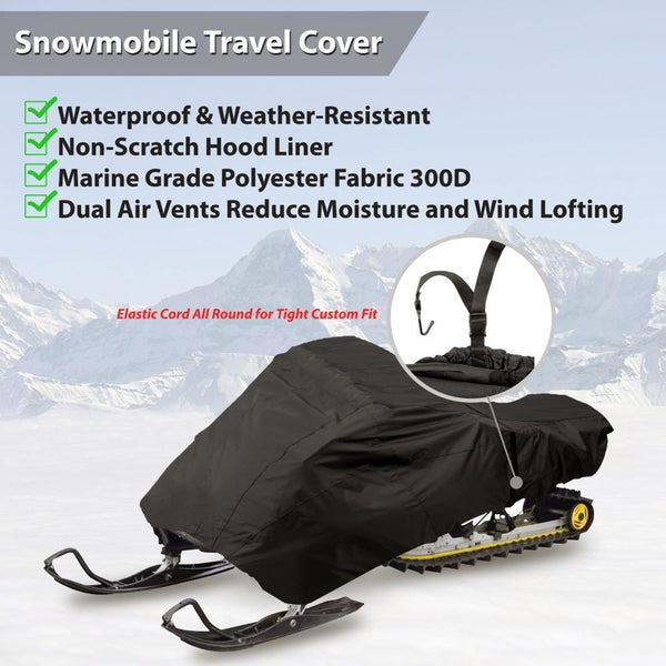 Pyle PCVSNM12 - Universal Snowmobile Cover Fabric - Heavy Duty, Dual Air Vents, Non-scratch Hood Liner & Elastic Cord -Tight Custom Fit, Waterproof Marine Grade Protection Against Sun Damage