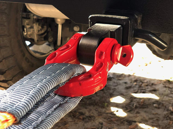 GearAmerica Mega Duty D Ring Shackles Red (2PK) | 68000 lbs (34 Ton) Tested Strength | 3/4" Shackle + 7/8 Pin + Washers| Securely Connect Tow Strap or Winch Rope to your Jeep for Off-Road 4x4 Recovery