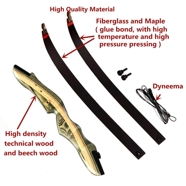 Black Hunter Takedown Recurve Bow, Compact Fast Accurate 62" Archery Bow for Teens and Adults - Right Hand Beginner to Intermediate (45lbs, Right)