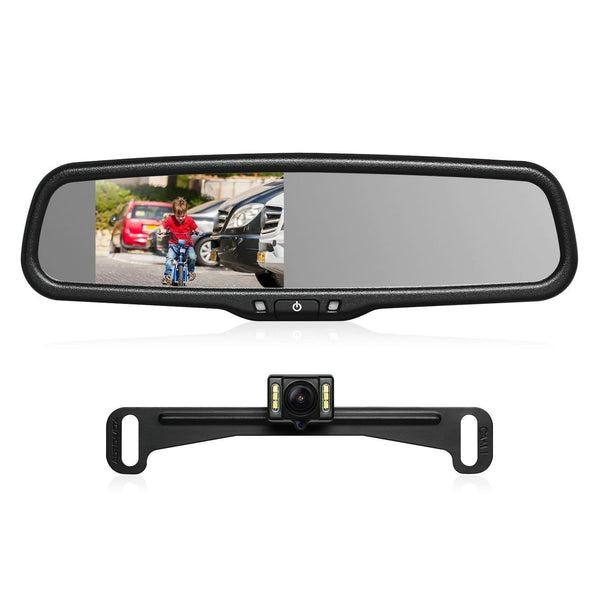 AUTO-VOX T2 Backup Camera Kit,OEM Rear View Mirror Monitor with IP68 Waterproof Rear View Camera,Super Night Vision for Parking & Reversing