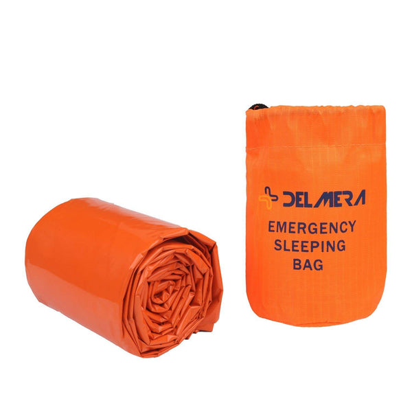 Delmera Emergency Survival Sleeping Bag, Lightweight Waterproof Thermal Emergency Blanket, Bivy Sack with Portable Drawstring Bag for Outdoor Adventure, Camping, Hiking, Orange (Orange- one Pack)