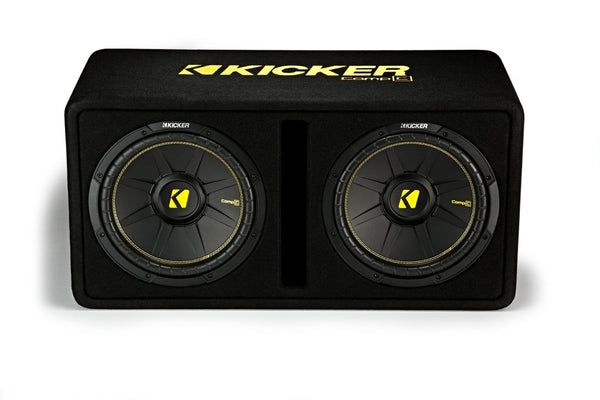 Kicker Dual 12-Inch 1200 Watt 2 Ohm Vented Loaded Subwoofer Enclosure, 44DCWC122,Black,31.88 x 13.2 x 17.25 x 16 inches