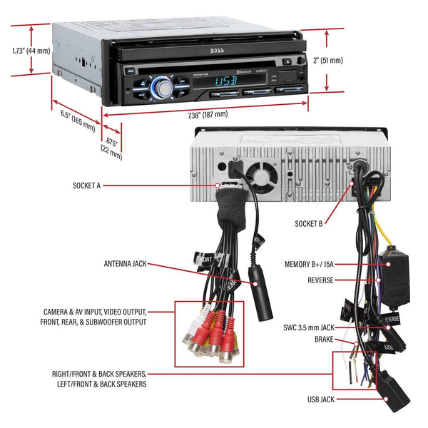 BOSS Audio Systems BV9979B Car DVD Player - Single Din, Bluetooth Audio & Hands-Free Calling, Multi-color Illumination, DVD, CD, MP3, USB, SD Aux-in, AM/FM Radio Receiver, 7 Inch LCD Touchscreen