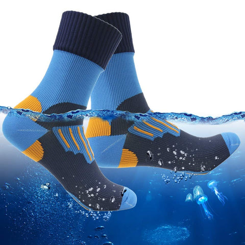 RANDY SUN Men's Women's Fashion Waterproof Windproof Work Socks Hiking Mountain Bike Socks Winter 1 Pair (Blue,Small)