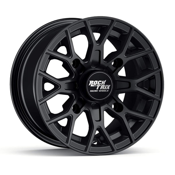 RockTrix RT104 14in ATV Wheels 4x156 Rims | 14x7 | 4+3 Offset | Includes 3/8x24 Spline Lug nuts | Compatible with Many Polaris Sportsman RZR Ranger UTV | 4/156 | Set of 4