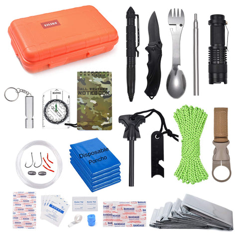 EILIKS Survival Kits 47 in 1 Outdoor Emergency SOS Survival Gear Kits for Car Camping Hiking Trekking Wild Adventure Earthquake Survive Tool for Him Father Husband Men Dad Boyfriend Gift