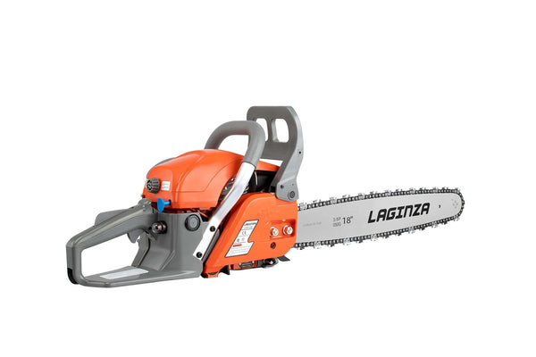 LaGinza LG4610 46CC 16-inch 18-inch 2IN1 Gas Powered Chainsaw with Carrying Case, Orange/Gray