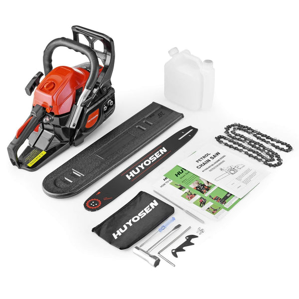 HUYOSEN Gas Power Chain Saws Corded 40.1CC 2 Cycle Gas Powered Chainsaw Guide Bar Size 16 inchs 3/8 inchs 57DL Chain Guide Bar