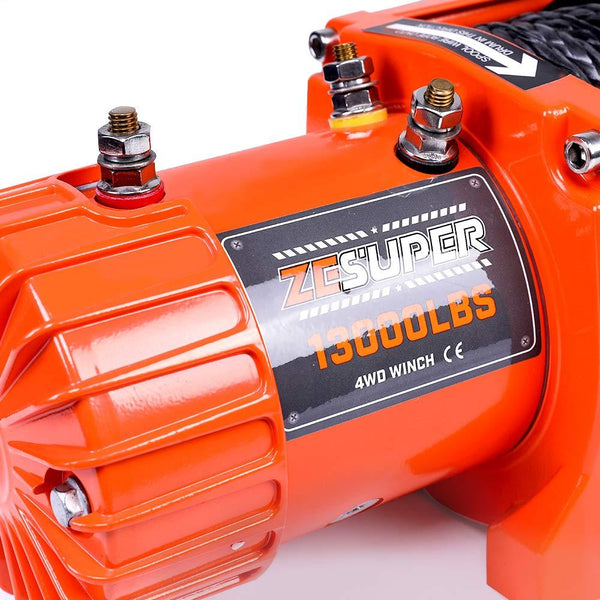 ZESUPER 12V 13000-lb Load Capacity Electric Winch Kit, Waterproof IP67 Electric Winch with Hawse Fairlead, with Both Wireless Handheld Remote and Corded Control