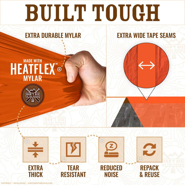 World's Toughest Ultralight Survival Tent • 2 Person Mylar Emergency Shelter Tube Tent + Paracord • Year-Round All Weather Protection For Hiking, First Aid Kits, & Outdoor Survival Gear