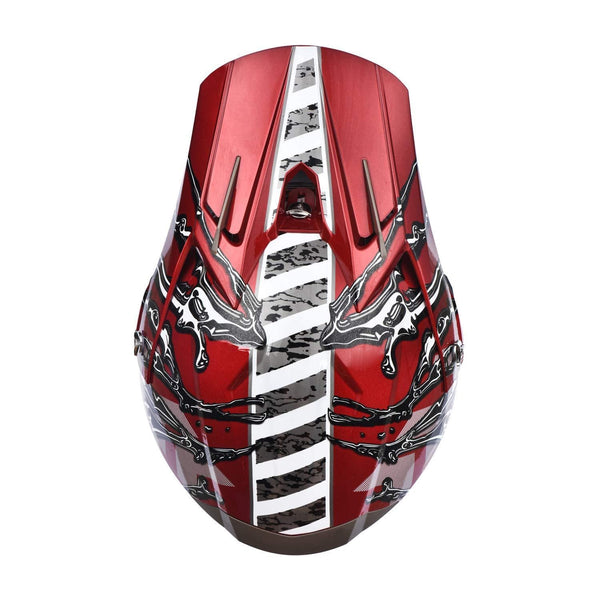 X4 Helmet Adult ATV Off Road Quad MX Motocross Dirt Bike Mountain Bike Helmet Combo With Goggles and Gloves (151 Red, M)