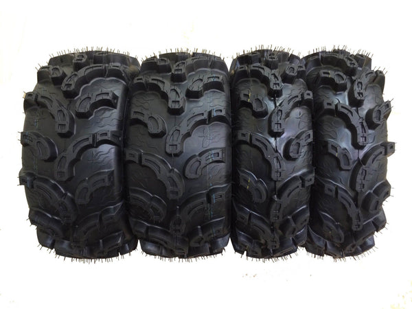 Set of 4 New Premium WANDA ATV/UTV Tires 25x8-12 Front & 25x10-12 Rear /6PR Super Lug Mud