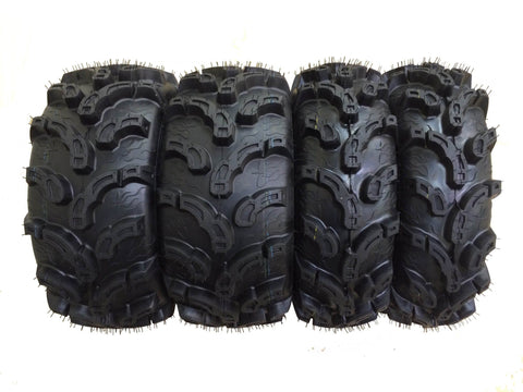 Set of 4 New Premium WANDA ATV/UTV Tires 25x8-12 Front & 25x10-12 Rear /6PR Super Lug Mud