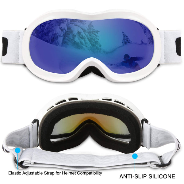 AKASO Kids Ski Goggles, Snowboard Goggles Snow Goggles for Youth, Kids & Teenagers, Anti-Fog, 100% UV Protection, Double-Layer Spherical Lenses, Helmet Compatible