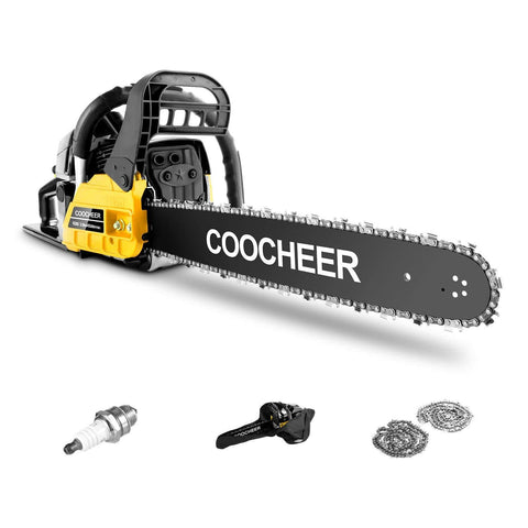 COOCHEER 62CC 20" Gas Chainsaw 2 Stroke Handed Petrol Chain Saw Woodcutting Saw for Farm, Garden and Ranch with Tool Kit